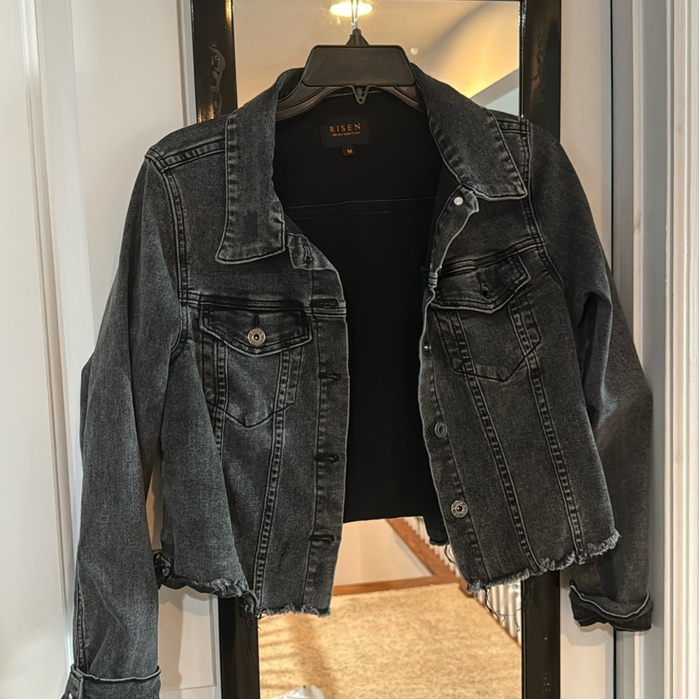 Cropped Black Denim Jean Jacket